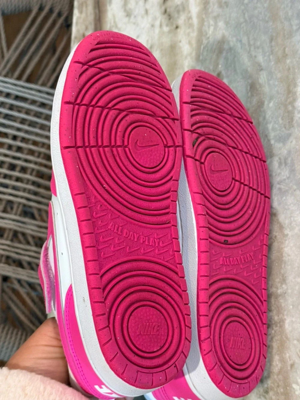 Girls NIKE Court Borough Low Pink & White Casual Sneakers- Size 2